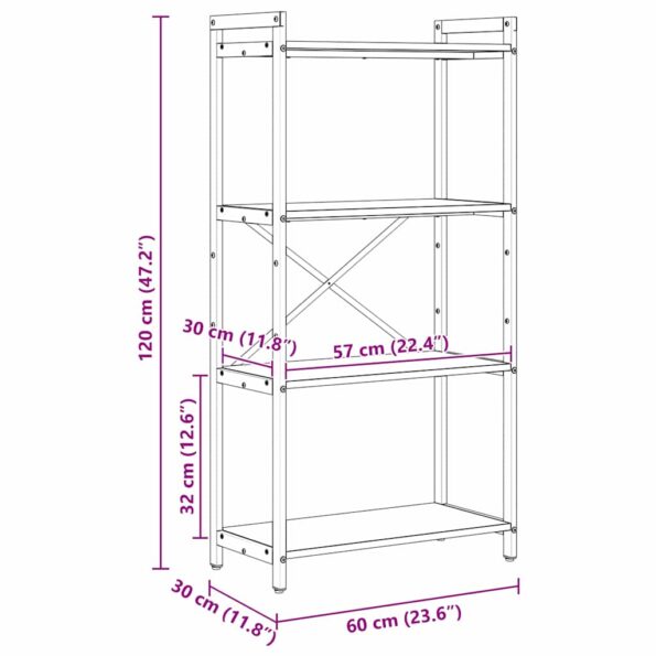 vidaXL Regál na knihy Sonoma dub 60 x 30 x 120 cm Kompozitné drevo – Obrázok 11