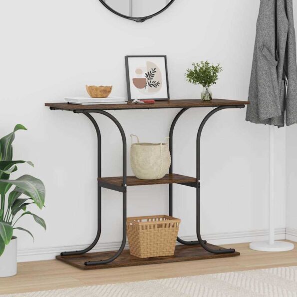 vidaXL Konzolový stôl Dymová dub 101 x 35 x 80,5 cm Kompozitné drevo – Obrázok 4