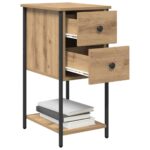 vidaXL Nočný stolík so zásuvkou 2 pcs dub artisan 32 x 42 x 70 cm – Obrázok 3