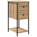 vidaXL Nočný stolík so zásuvkou 2 pcs dub artisan 32 x 42 x 70 cm – Obrázok 5
