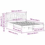 vidaXL Rám postele s čelnou doskou Hnedá 135 x 190 cm Borovicový masív – Obrázok 8