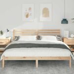 vidaXL Rám postele s čelnou doskou Hnedá 200 x 200 cm Borovicový masív – Obrázok 3