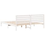 vidaXL Rám postele s čelnou doskou Biela 200 x 200 cm Borovicový masív – Obrázok 6