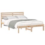 vidaXL Rám postele s čelnou doskou Hnedá 135 x 190 cm Borovicový masív – Obrázok 2