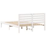 vidaXL Rám postele s čelnou doskou Biela 135 x 190 cm Borovicový masív – Obrázok 6