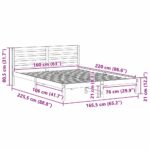 vidaXL Rám postele s čelnou doskou Hnedá 160 x 220 cm Borovicový masív – Obrázok 9
