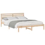 vidaXL Rám postele s čelnou doskou Hnedá 160 x 220 cm Borovicový masív – Obrázok 2