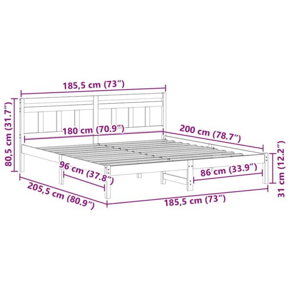 vidaXL Rám postele s čelnou doskou Hnedá Borovicové drevo – Obrázok 9