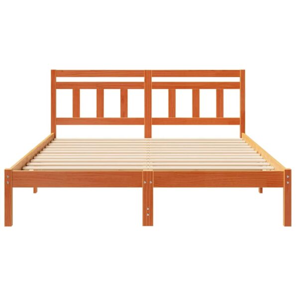 vidaXL Rám postele s čelnou doskou Hnedá Borovicový masív – Obrázok 4