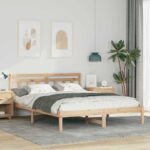 vidaXL Rám postele s čelnou doskou Hnedá Borovicový masív