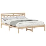 vidaXL Rám postele s čelnou doskou Hnedá Borovicový masív – Obrázok 2