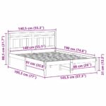 vidaXL Rám postele s čelnou doskou Hnedá 140 x 190 cm Borovicový masív – Obrázok 10