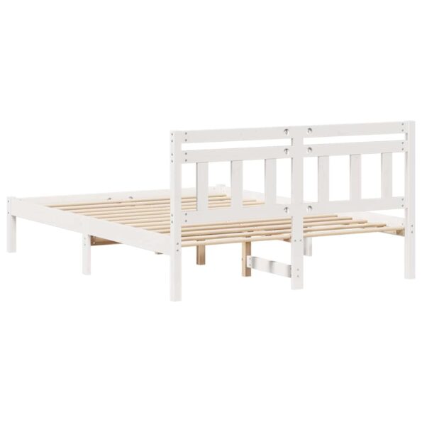 vidaXL Rám postele Biela Borovicový masív – Obrázok 6
