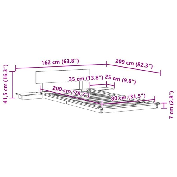vidaXL rám postele so nočnými stolíkmi 80x200 cm z pevného dreva – Obrázok 10