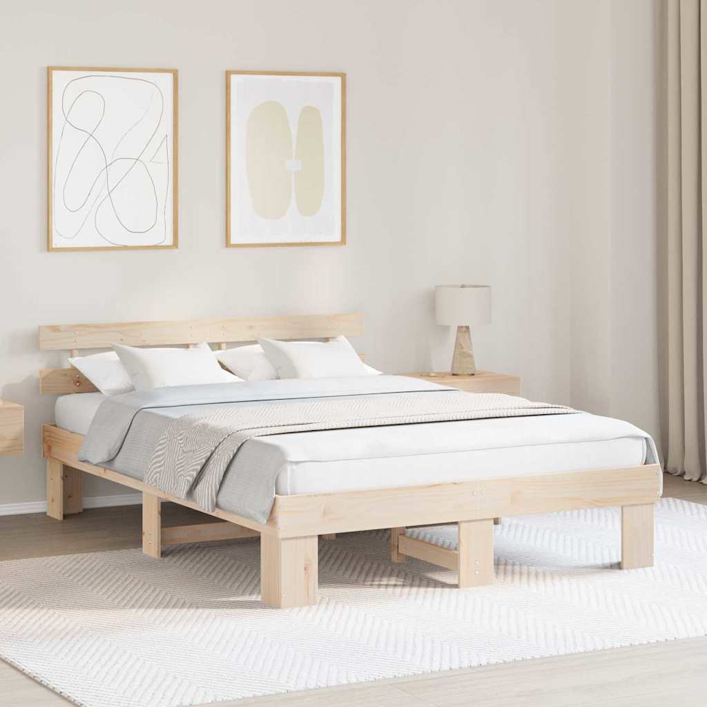 872437_1.jpg vidaXL Rám postele Prírodná 150 x 200 cm Masívne borovicové drevo – Obrázok 1