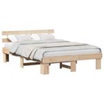 vidaXL Rám postele Prírodná 150 x 200 cm Masívne borovicové drevo – Obrázok 2