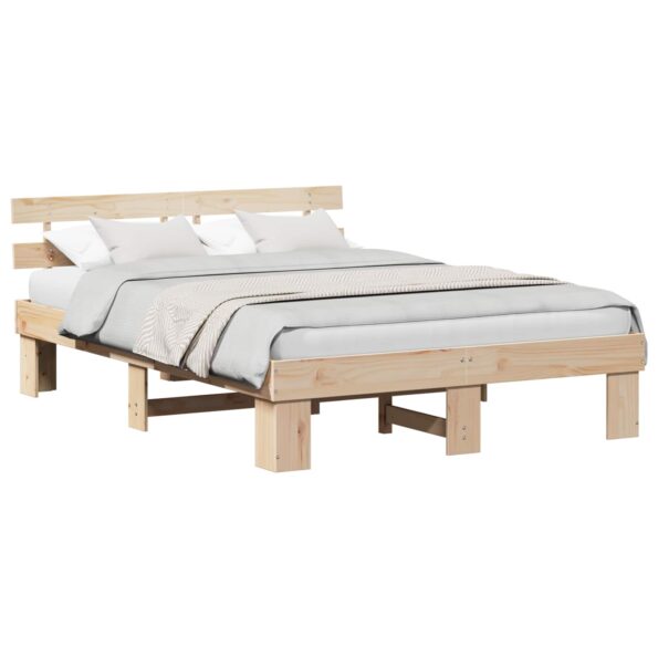 vidaXL Rám postele Prírodná 150 x 200 cm Masívne borovicové drevo – Obrázok 2