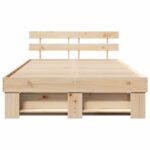 vidaXL Rám postele s čelnou doskou Hnedá 120 x 200 cm Borovicový masív – Obrázok 4