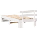 vidaXL Rám postele s čelnou doskou Biela 90 x 200 cm Borovicový masív – Obrázok 6