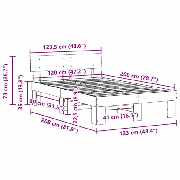 vidaXL Rám postele Voskovo hnedá 120 x 200 cm Masívne borovicové drevo – Obrázok 10