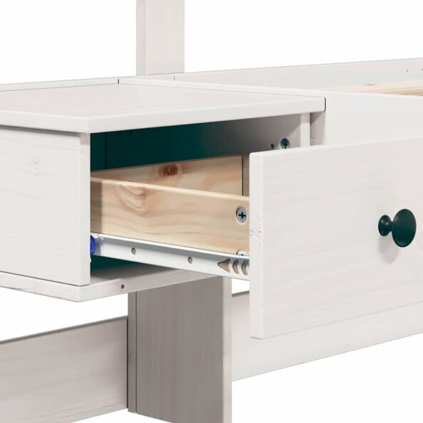 vidaXL Rám postele s čelnou doskou Biela 80 x 200 cm Borovicový masív – Obrázok 8