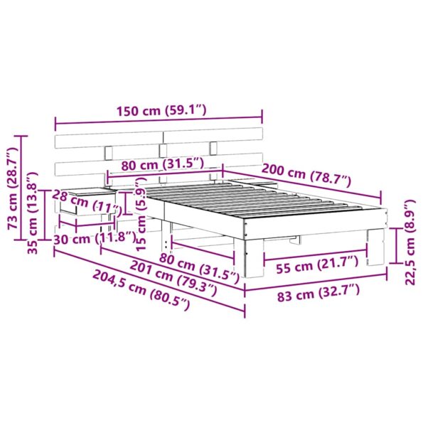 vidaXL Rám postele Voskovo hnedá 80 x 200 cm Borovicový masív – Obrázok 10