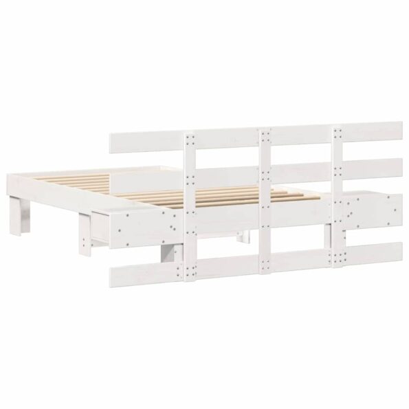 vidaXL Rám postele s čelnou doskou Biela 75 x 190 cm Borovicový masív – Obrázok 6