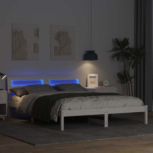 vidaXL Rám postele s čelnou doskou Biela 140 x 200 cm Borovicový masív – Obrázok 4