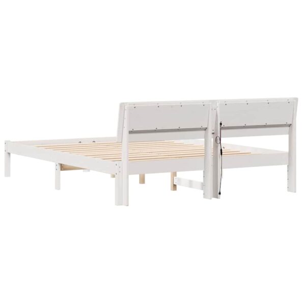 vidaXL Rám postele s čelnou doskou Biela 140 x 200 cm Borovicový masív – Obrázok 7