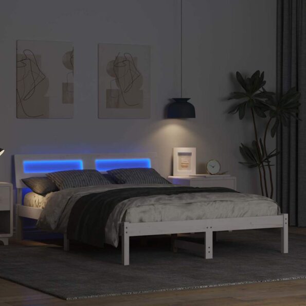 vidaXL Rám postele Biela 120 x 200 cm Masívne borovicové drevo – Obrázok 4