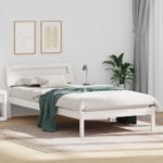 vidaXL Rám postele Biela 90 x 200 cm Masívne borovicové drevo