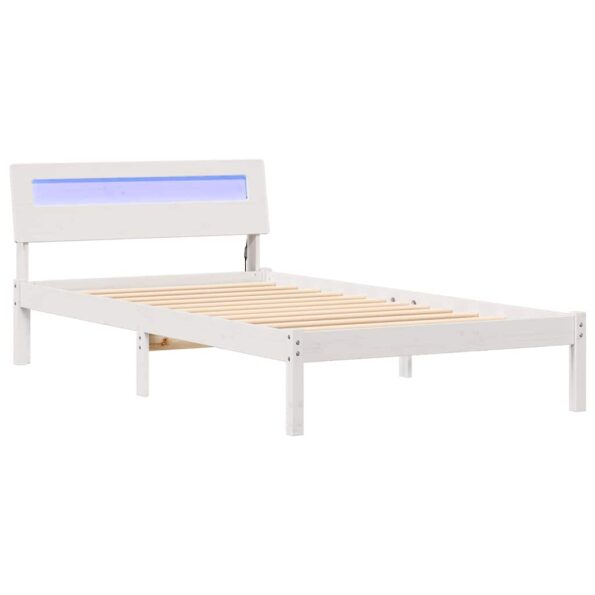 vidaXL Rám postele Biela 90 x 200 cm Masívne borovicové drevo – Obrázok 2