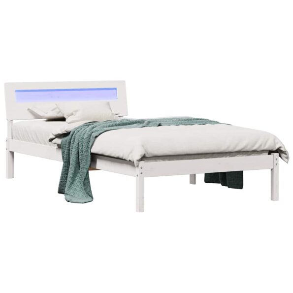 vidaXL Rám postele Biela 90 x 200 cm Masívne borovicové drevo – Obrázok 3