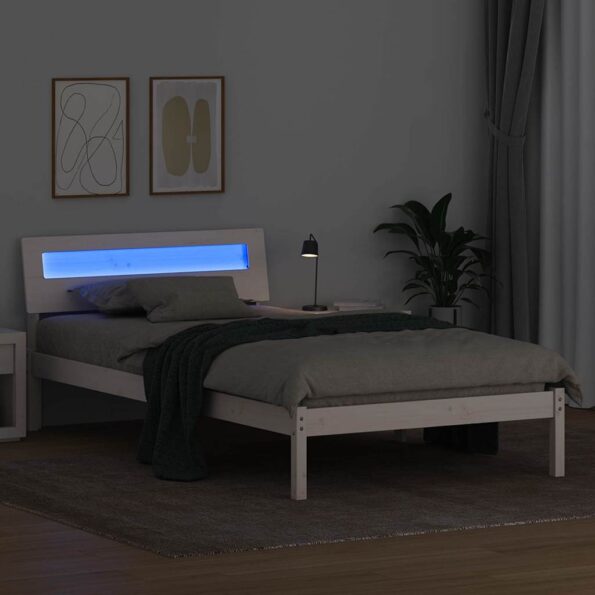 vidaXL Rám postele Biela 90 x 200 cm Masívne borovicové drevo – Obrázok 4