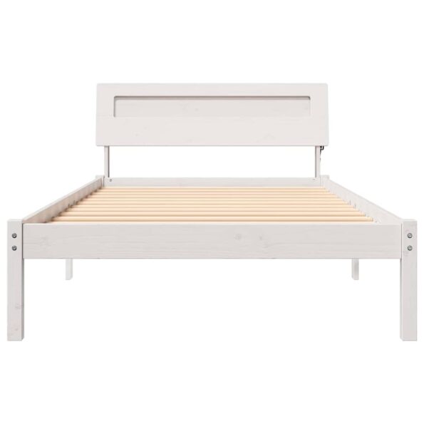vidaXL Rám postele Biela 90 x 200 cm Masívne borovicové drevo – Obrázok 5