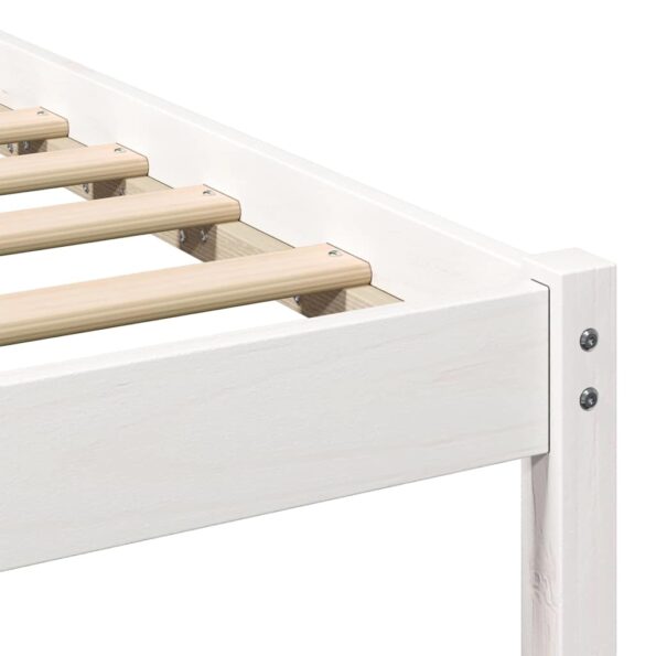 vidaXL Rám postele Biela 90 x 200 cm Masívne borovicové drevo – Obrázok 8