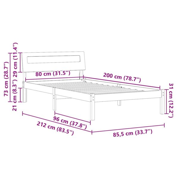vidaXL Rám postele Voskovo hnedá 80 x 200 cm Borovicový masív – Obrázok 11