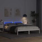 vidaXL Rám postele Biela 150 x 200 cm Masívne borovicové drevo – Obrázok 4