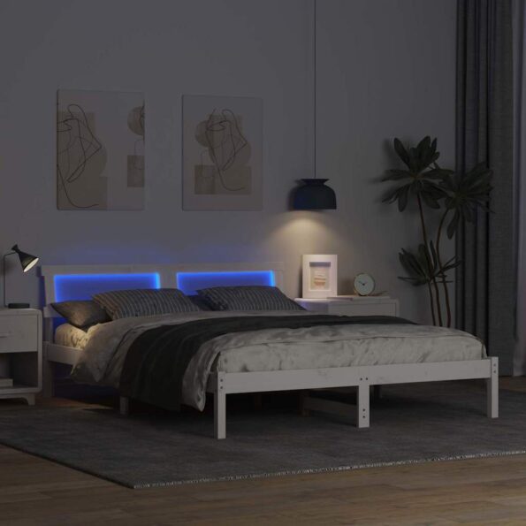 vidaXL Rám postele Biela 150 x 200 cm Masívne borovicové drevo – Obrázok 4