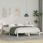 vidaXL Rám postele Biela 120 x 190 cm Borovicové drevo