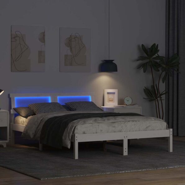 vidaXL Rám postele Biela 120 x 190 cm Borovicové drevo – Obrázok 4