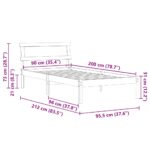 vidaXL Rám postele s čelnou doskou Hnedá 90 x 200 cm Borovicový masív – Obrázok 11