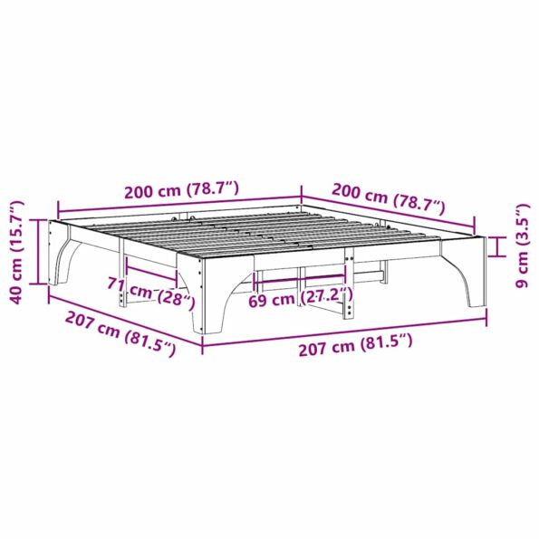 vidaXL Posteľový rám s úložiskom Hnedá Borovicový masív – Obrázok 9