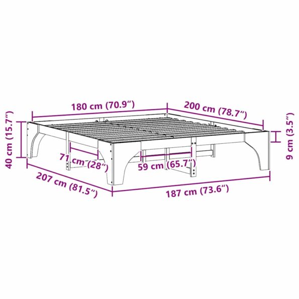 vidaXL Posteľový rám s úložiskom Biela Borovicový masív – Obrázok 9