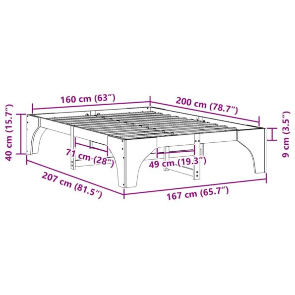 vidaXL Posteľový rám s úložiskom Biela Borovicový masív – Obrázok 9