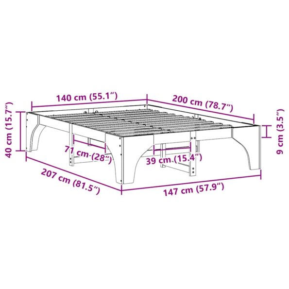 vidaXL Posteľový rám s úložiskom Hnedá Borovicový masív – Obrázok 9