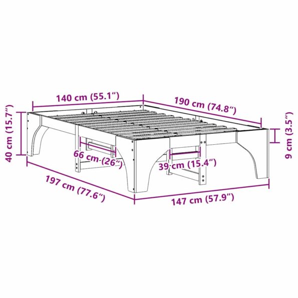 vidaXL Posteľový rám s úložiskom Hnedá Borovicový masív – Obrázok 9