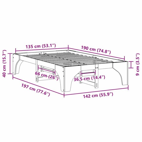 vidaXL Posteľový rám s úložiskom Hnedá Borovicové drevo – Obrázok 9