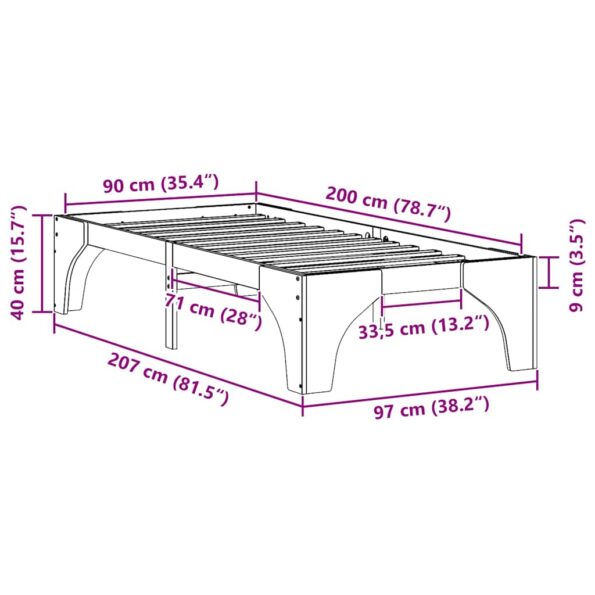 vidaXL Posteľový rám s úložiskom Biela Borovicový masív – Obrázok 9