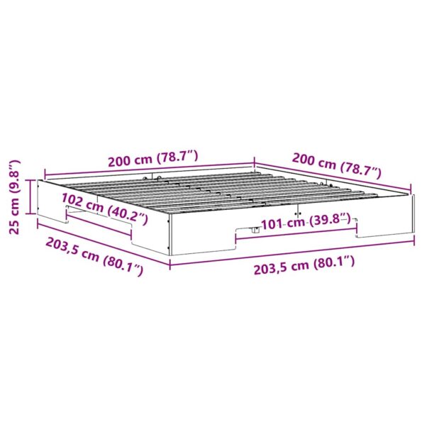 vidaXL Posteľový rám s úložiskom Hnedá Borovicový masív – Obrázok 9